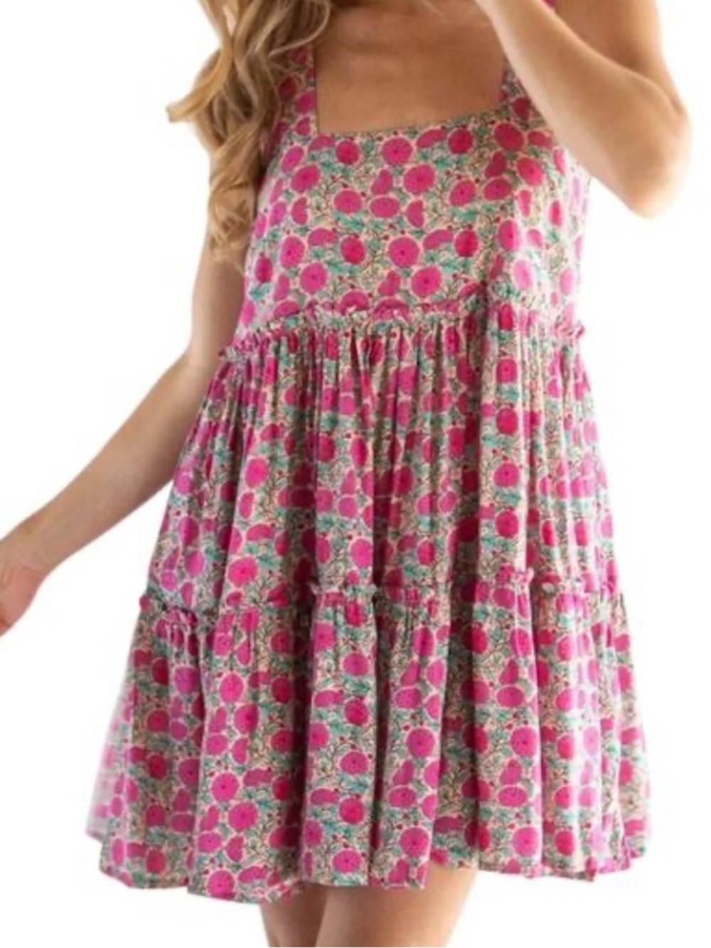 Natural Life Anna Mini Dress Pink Tiered Ruffle size XS - Picture 9 of 9